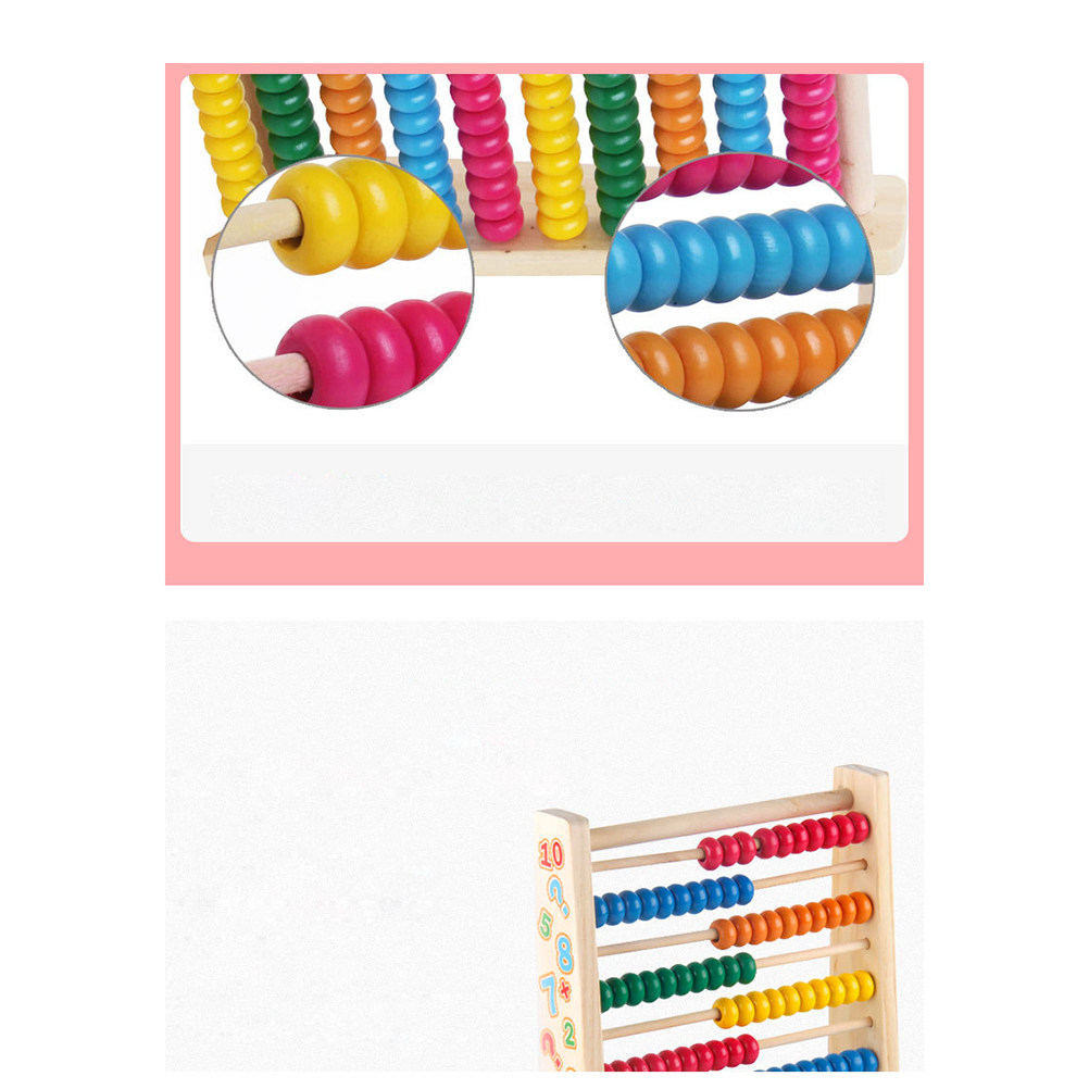 Kids Educational Computer - 10 Stalls Wooden Math Abacus Colorful