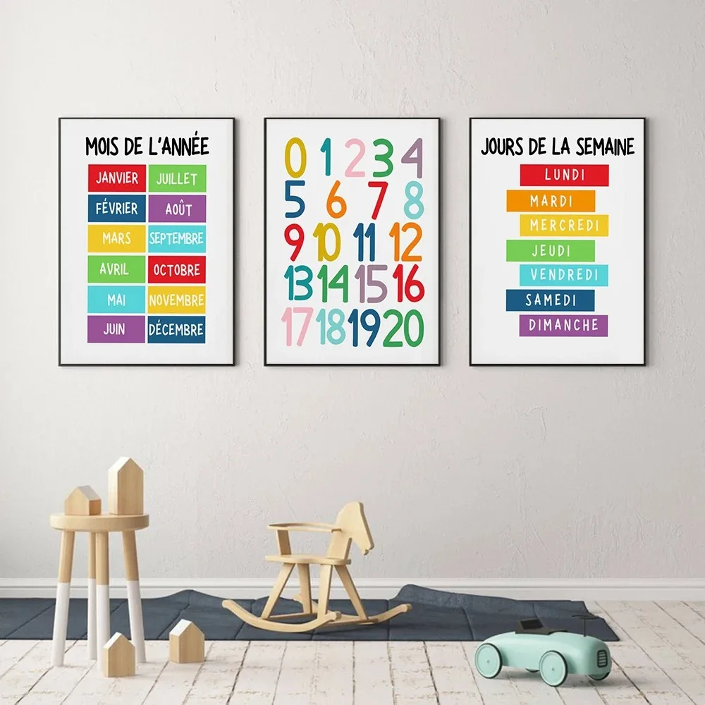 Kids Educational - Alphabet Numbers & More - 1PC Playroom Wall Alphabet Numbers French