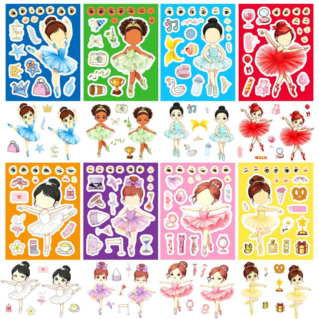 8Sheets Ballet Girl Make Face  - Kids Education Store recension och pris